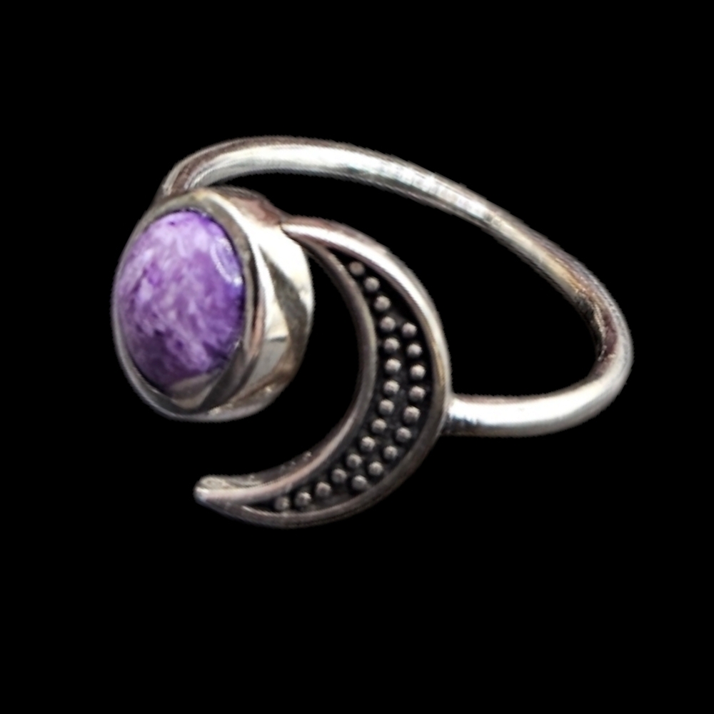 Charoite Moon Ring